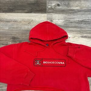 DC Shoe Co USA Red Womens M Cropped‎ 3D Logo Skater Skate Sweatshirt Hoodie Y2K